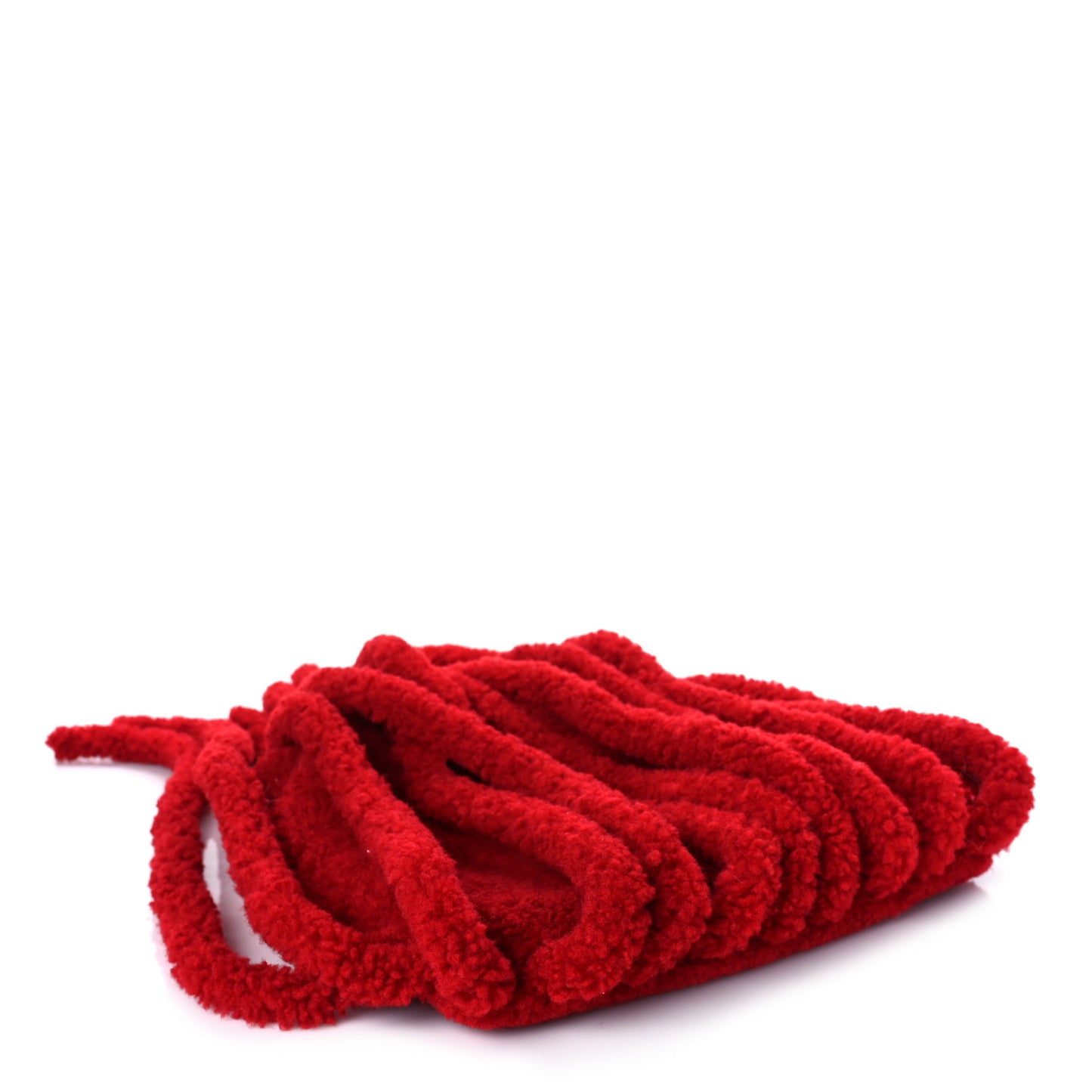 Curly Shearling Nappa The Fringe Pouch Shoulder Bag Scarlet