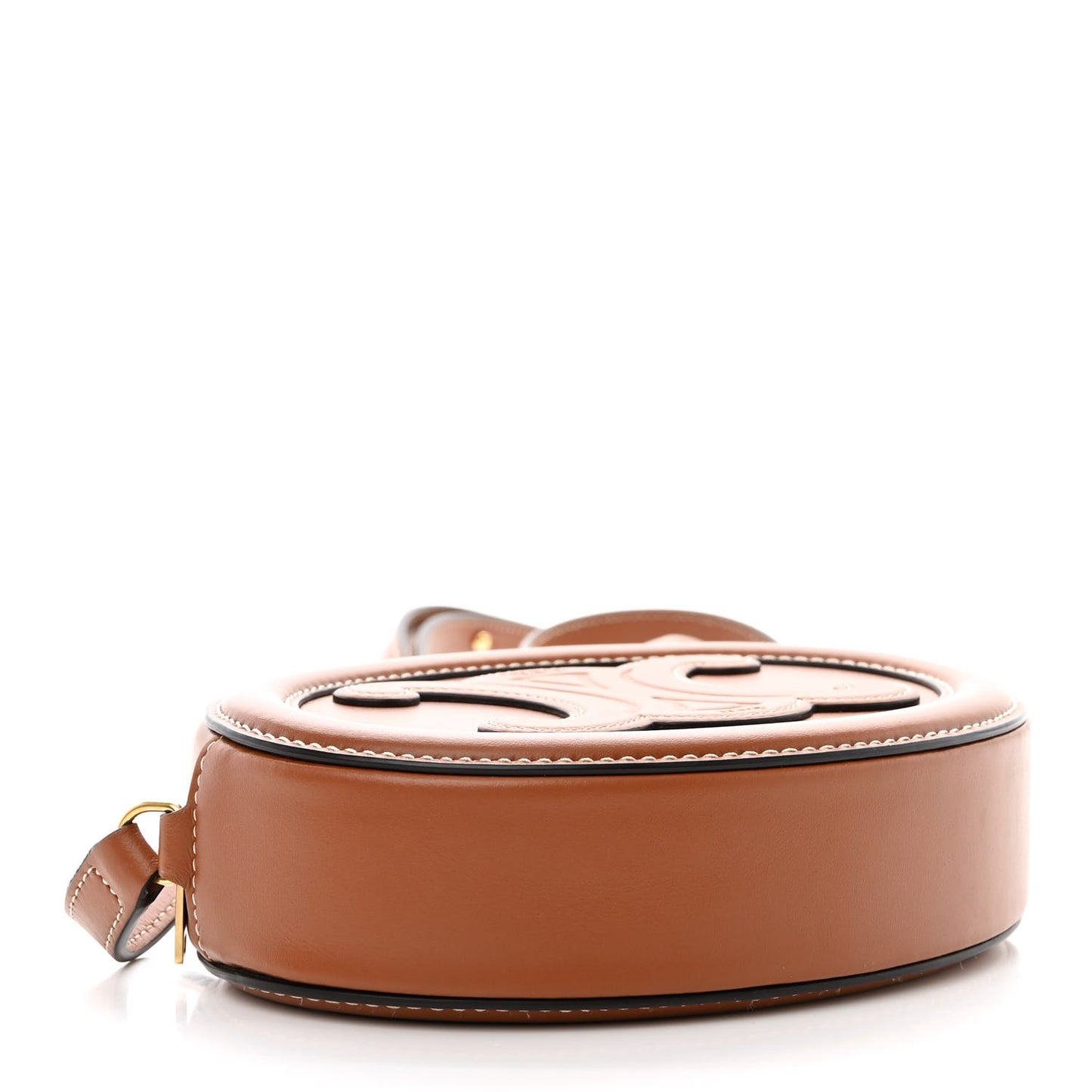 Smooth Calfskin Cuir Small Triomphe Oval Crossbody Purse Tan