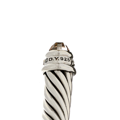 David Yurman Sterling Silver Diamond Morganite 5mm Cable Classics Bracelet 3 of 4