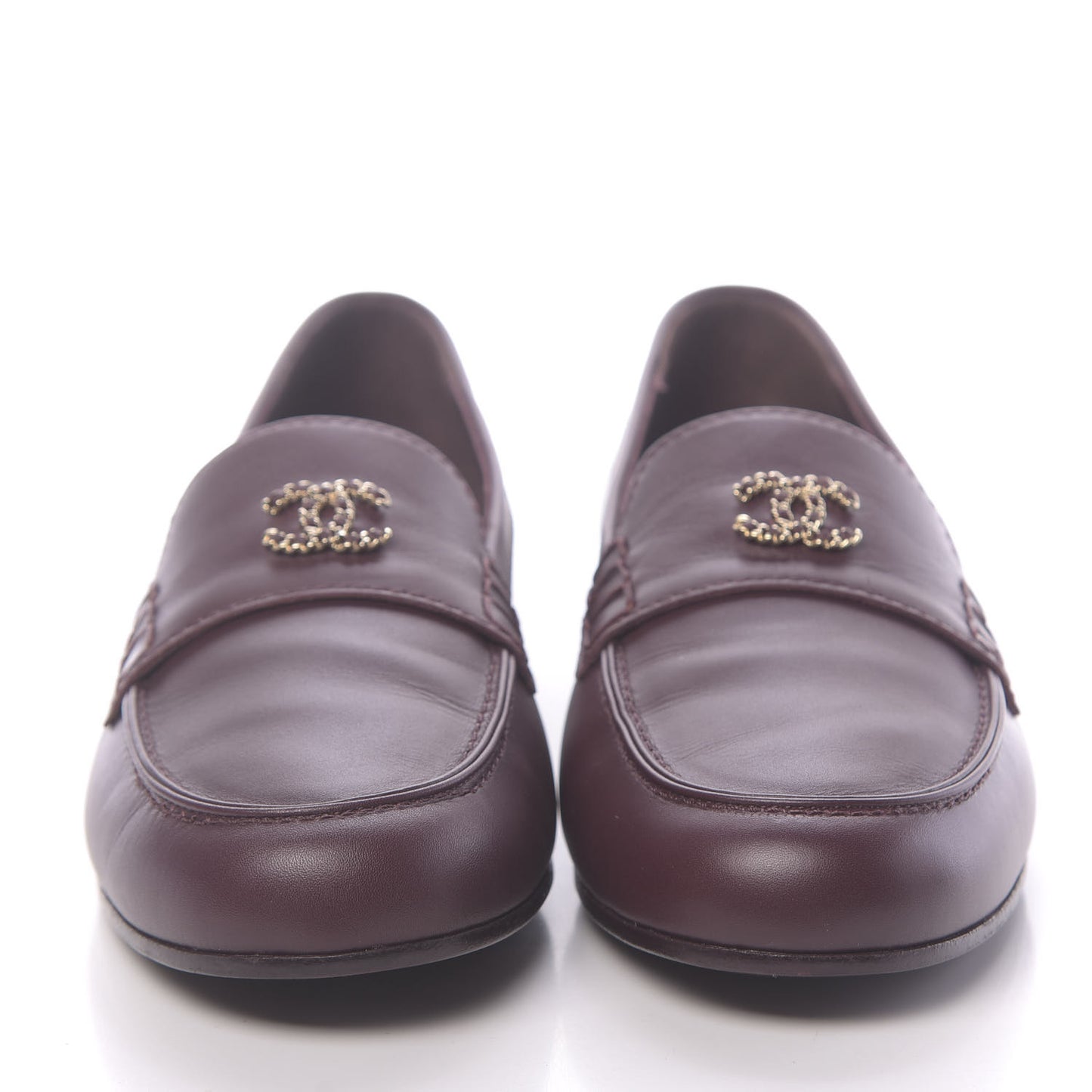 Calfskin CC Chain Mocassin Loafers 39 Burgundy