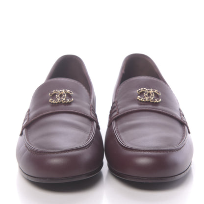 Chanel Calfskin CC Chain Mocassin Loafers 39 Burgundy 2 of 9