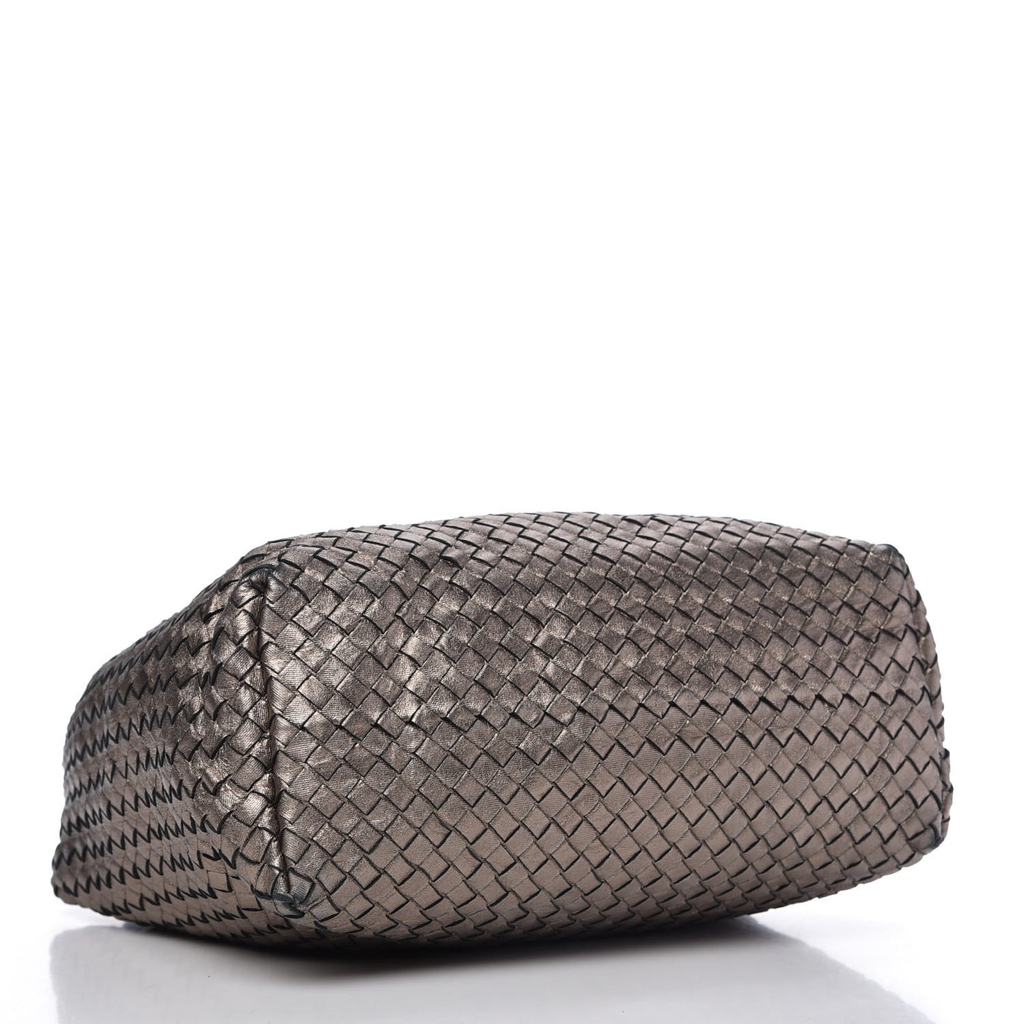 Metallic Grosgrain Intrecciato Pyramid Hobo Pewter