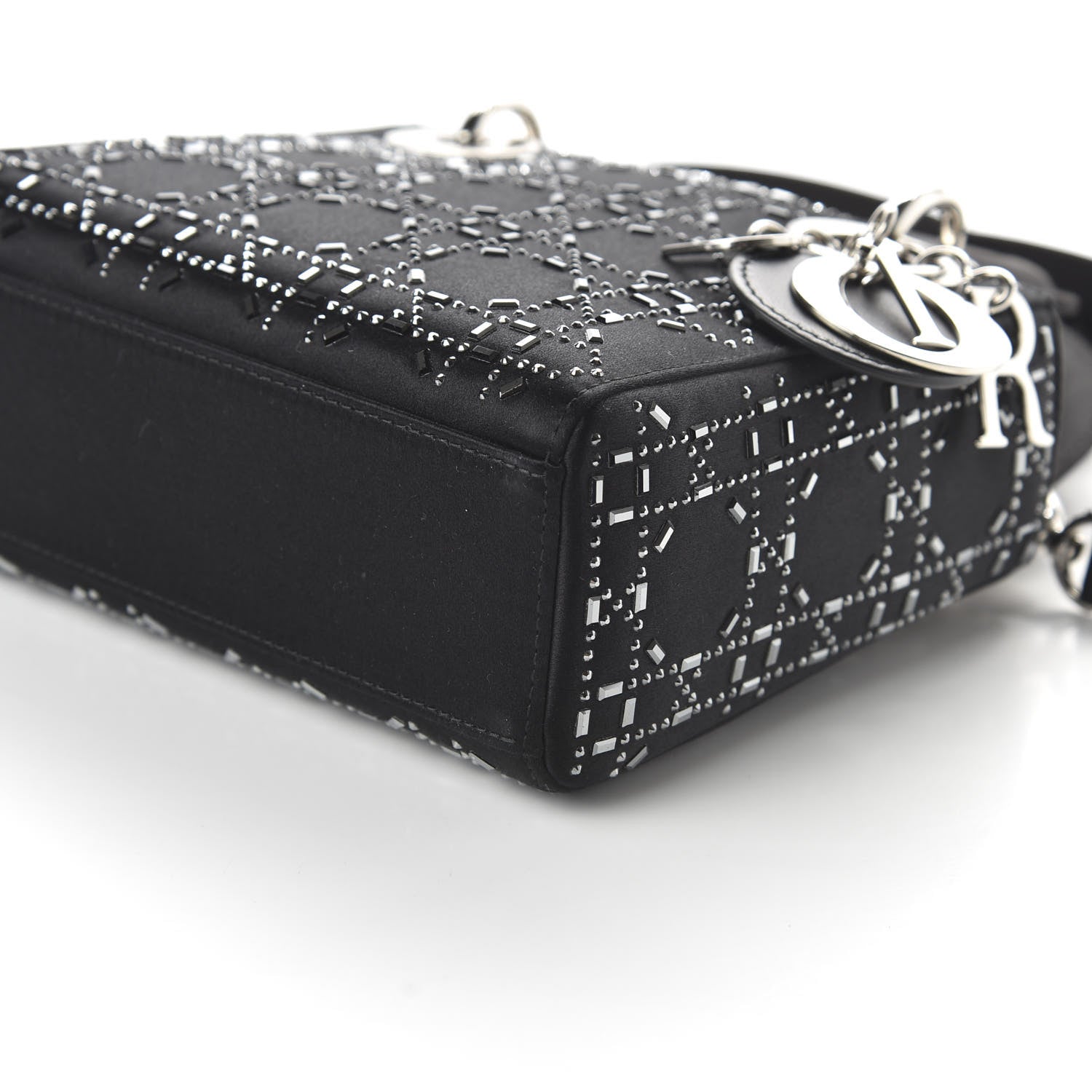 Christian Dior Satin Crystal Cannage Mini Lady Dior Black 7 of 10