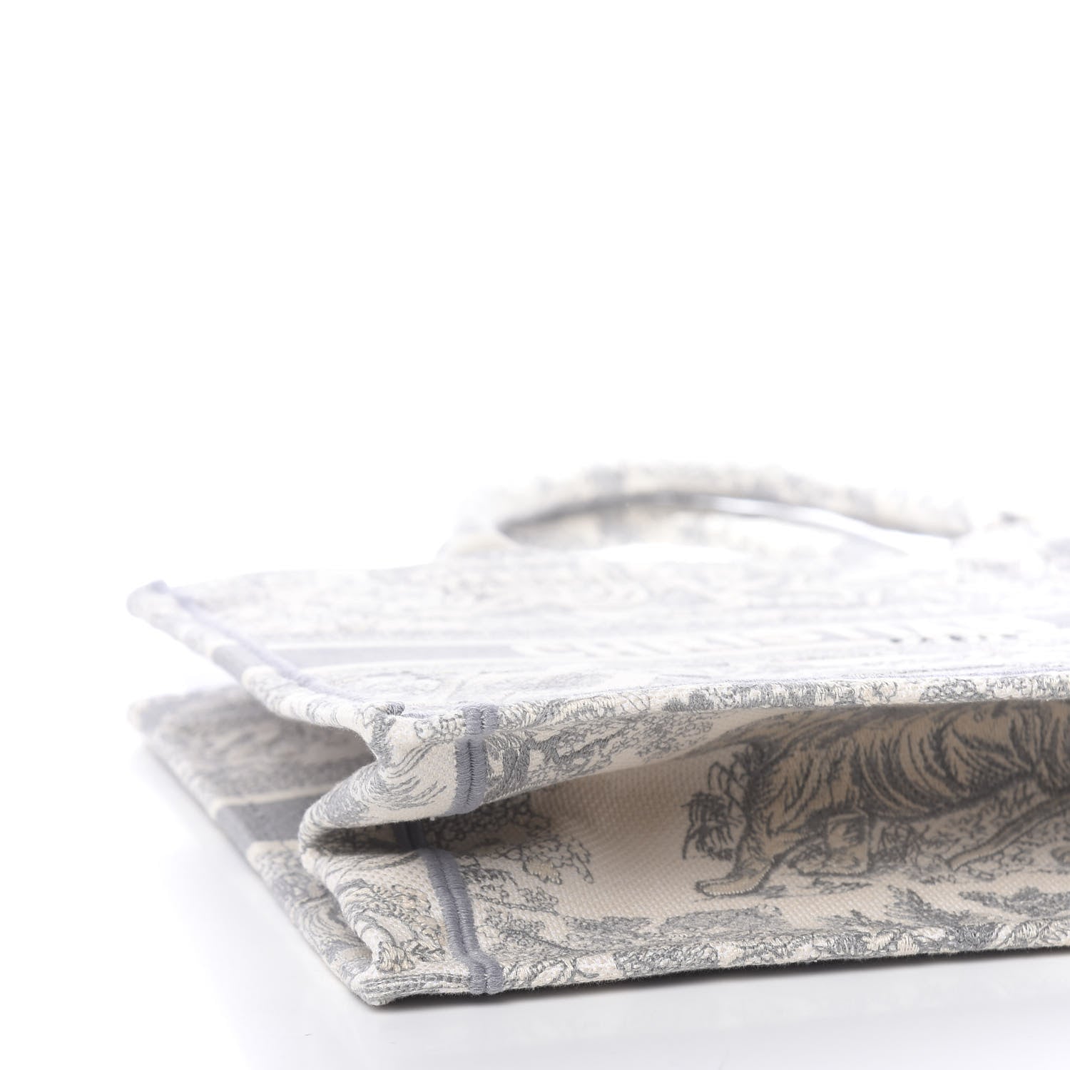 Christian Dior Canvas Embroidered Medium Dioriviera Toile De Jouy Book Tote Gray 9 of 12