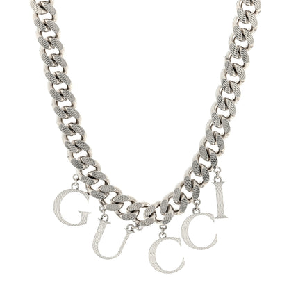 Gucci Palladium Script Logo Interlocking Chain Necklace 1 of 3