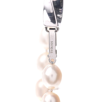 Tiffany Sterling Silver Pearl 7mm Strand Twist Clasp Necklace 5 of 5