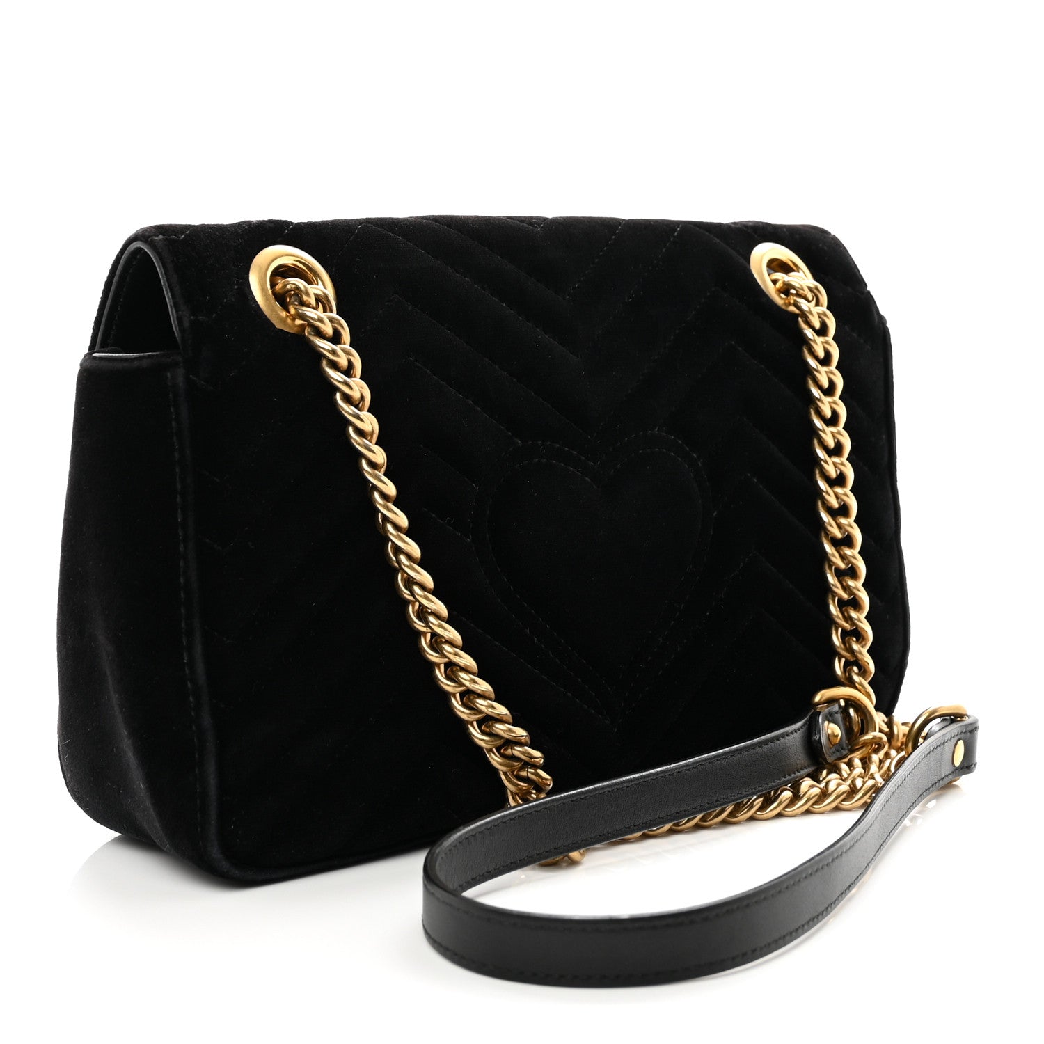 Gucci Velvet Matelasse Small GG Marmont Shoulder Bag Black 3 of 10