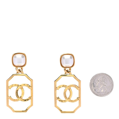 Chanel Metal Pearl CC Drop Earrings Gold 2 of 5