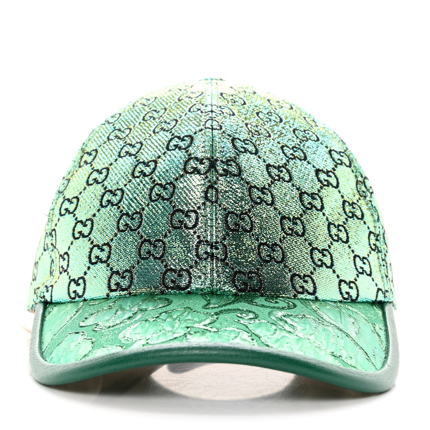 Silk Blend Jacquard Monogram Santa Barbara Baseball Hat XL Green Black Radiant