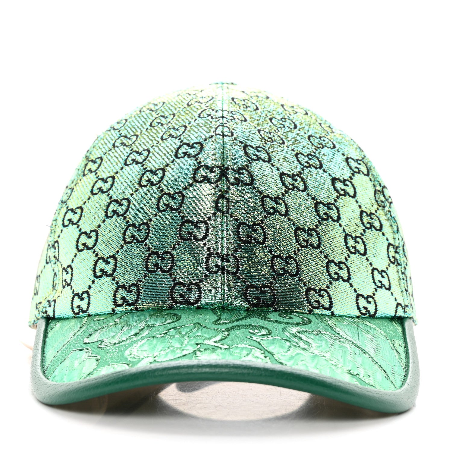 Gucci Silk Blend Jacquard Monogram Santa Barbara Baseball Hat XL Green Black Radiant 3 of 12