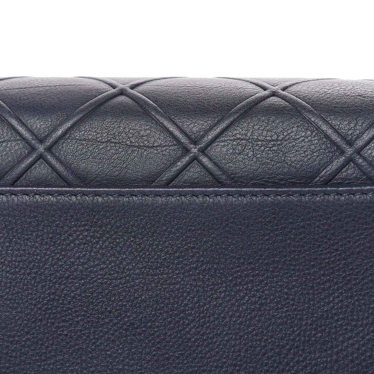 Calfskin Diamond Embossed Large CC Zip Shopping Tote Blue