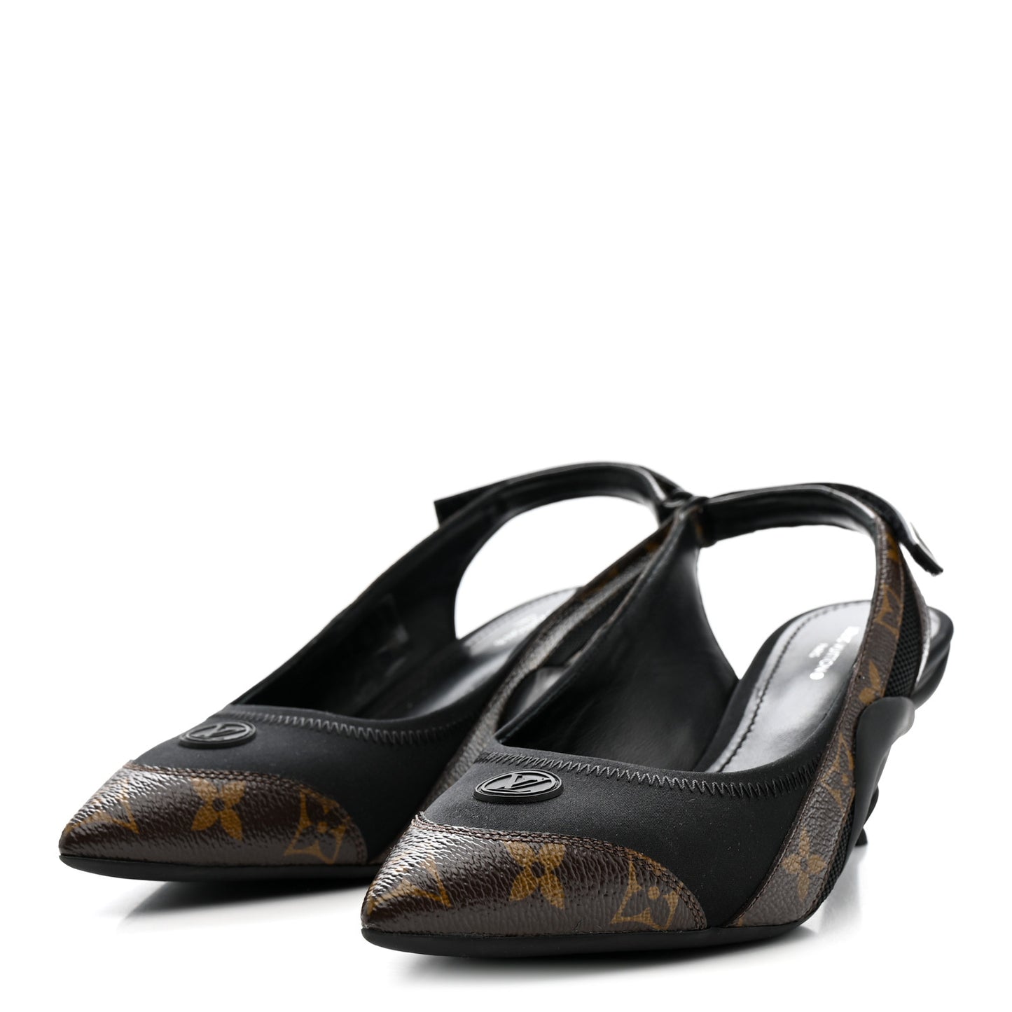 Patent Monogram Archlight Slingback Pumps Black