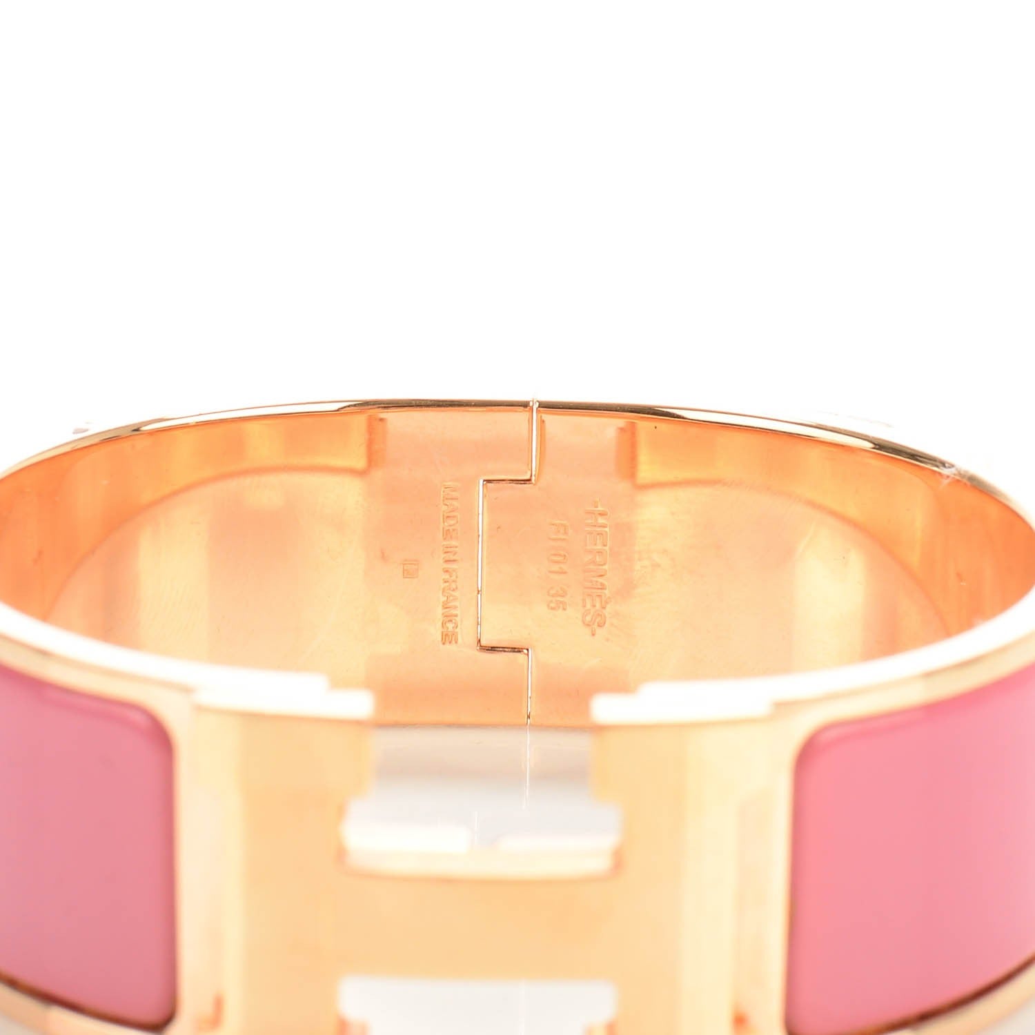 Hermes Enamel Wide Clic Clac H Bracelet PM Rose Velours 3 of 5