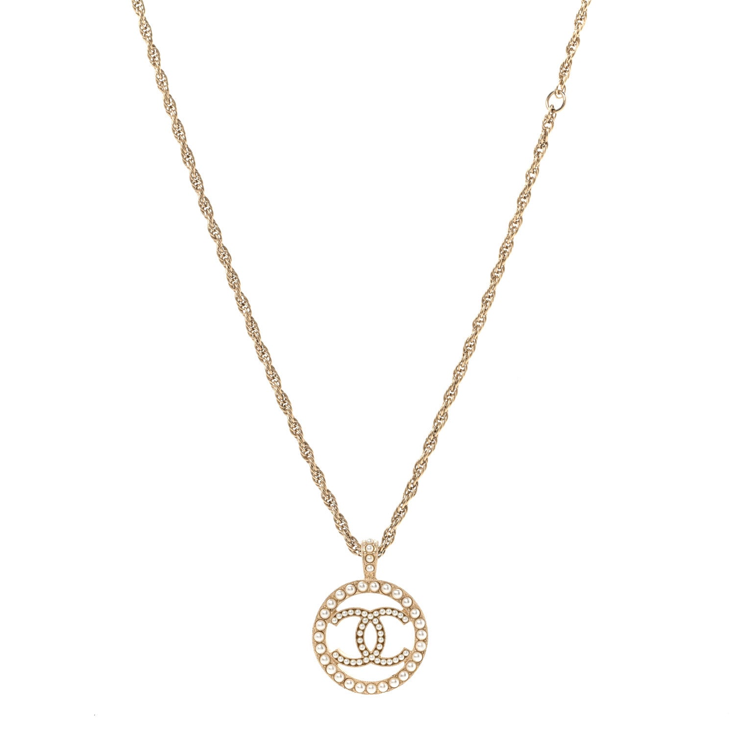 Chanel Pearl CC Medallion Necklace Gold 1 of 6