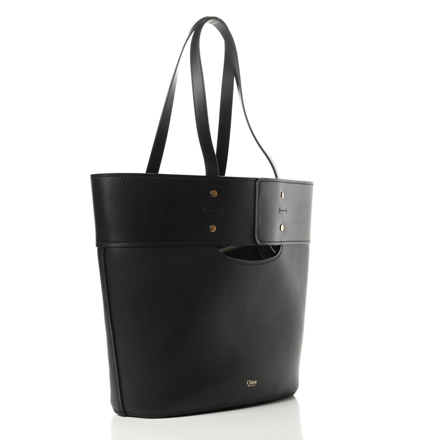 Smooth Grained Calfskin Medium Aby Tote Black