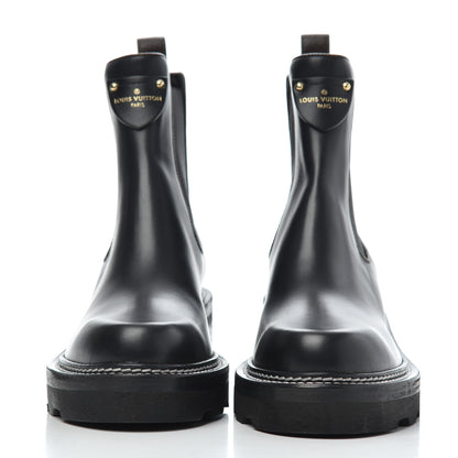 Louis Vuitton Calfskin Monogram Beaubourg Ankle Boots 38 Black 2 of 9