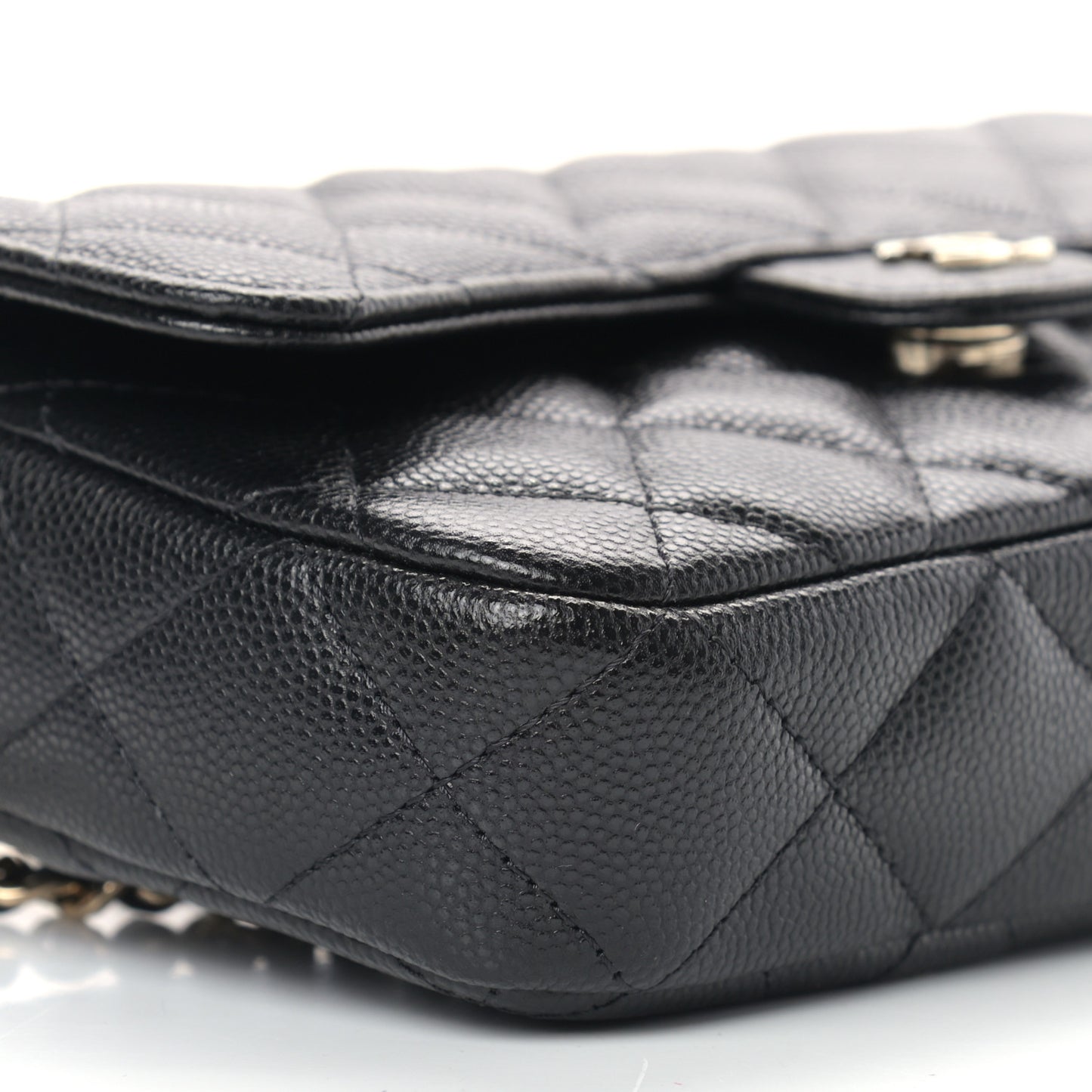Caviar Quilted Flap Phone Holder With Chain Black