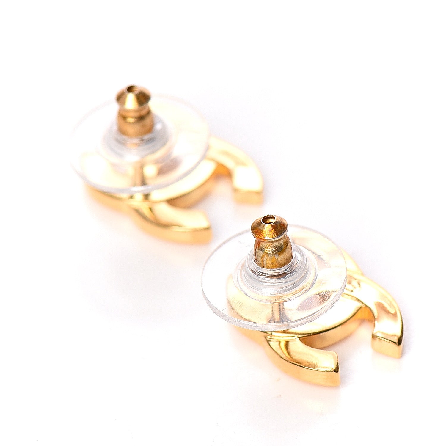 Chanel Metal Paris Button Earrings Gold 2 of 4
