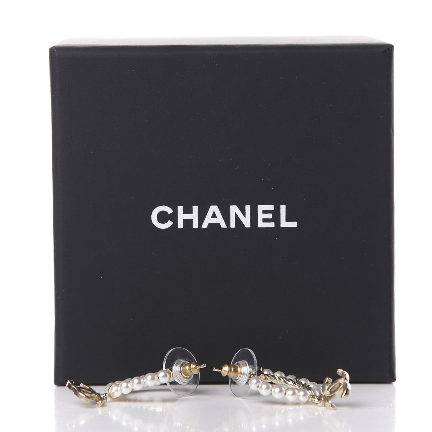Pearl Charms CC Hoop Earrings Gold