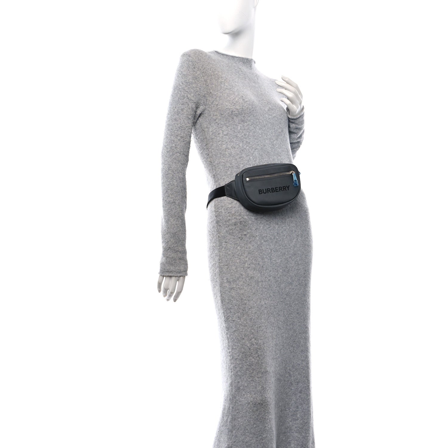 Burberry Econyl Logo Print Small Cannon Bum Bag Charcoal Grey 2 of 9