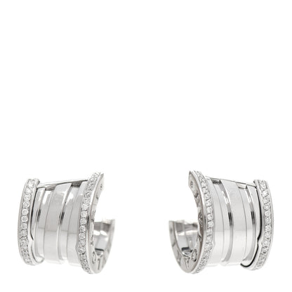 Bulgari 18K White Gold Diamond B.Zero1 Hoop Earrings 1 of 5