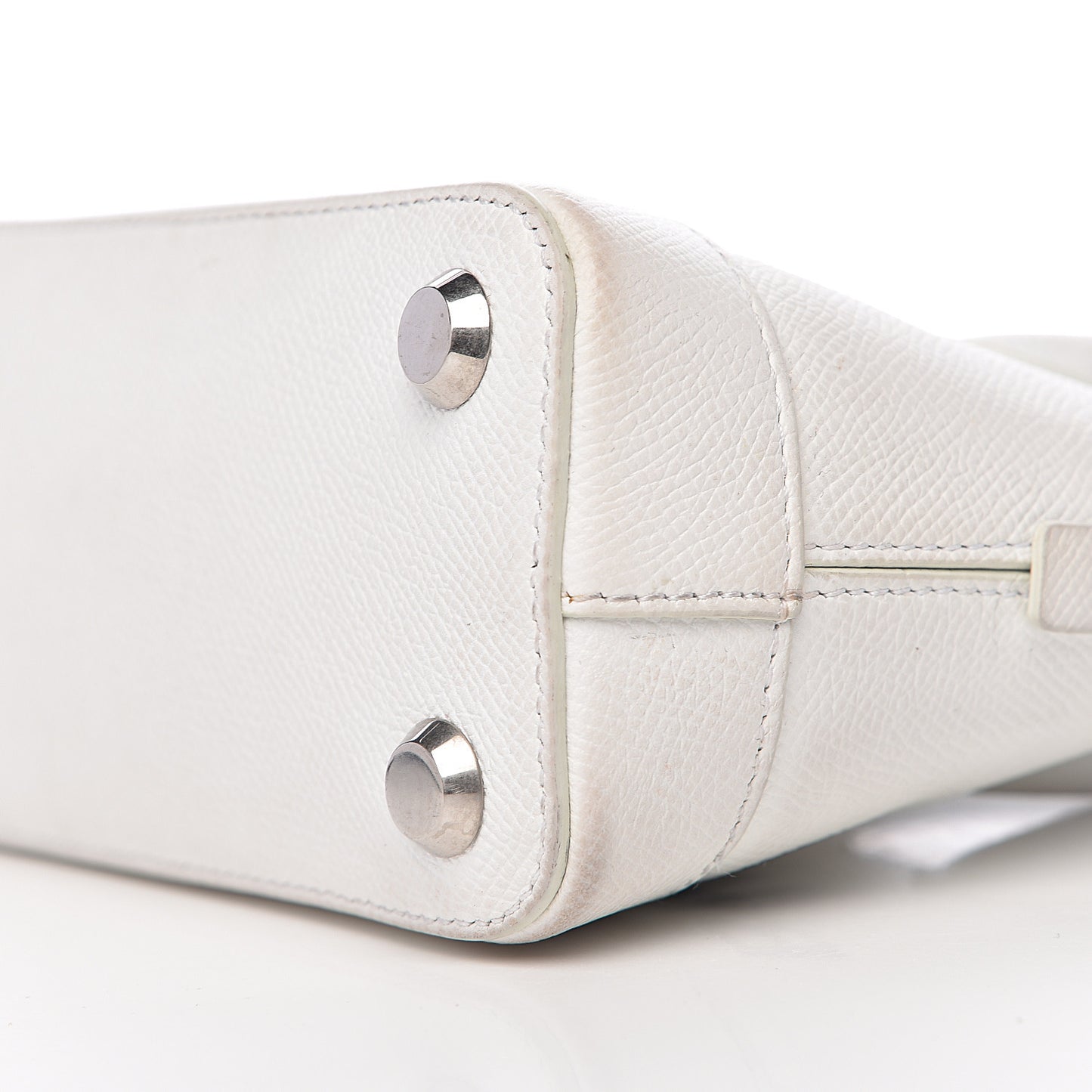 Grained Calfskin XXS Ville Top Handle Bag White Black