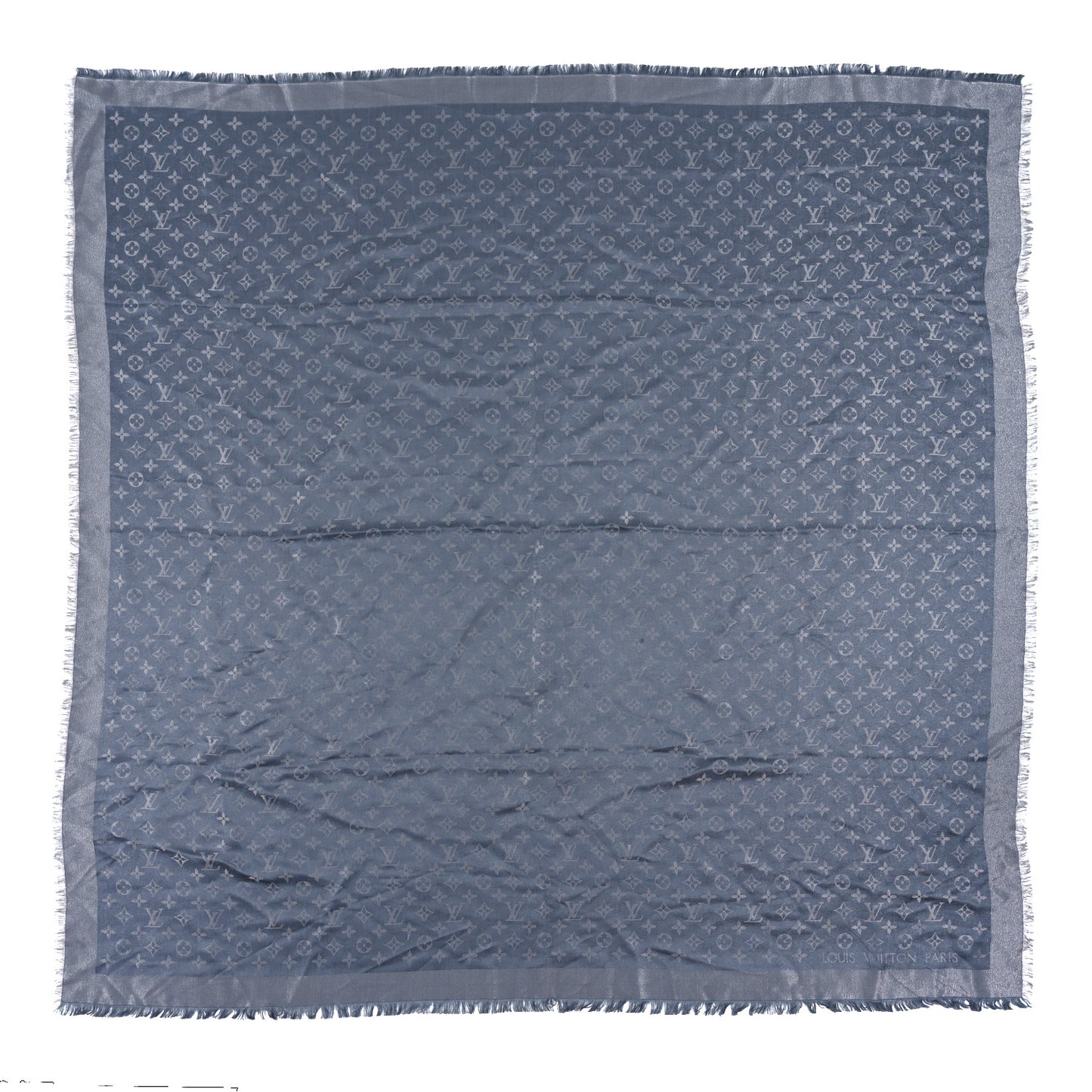 Silk Lurex Wool Monogram Shine Shawl Charcoal Grey