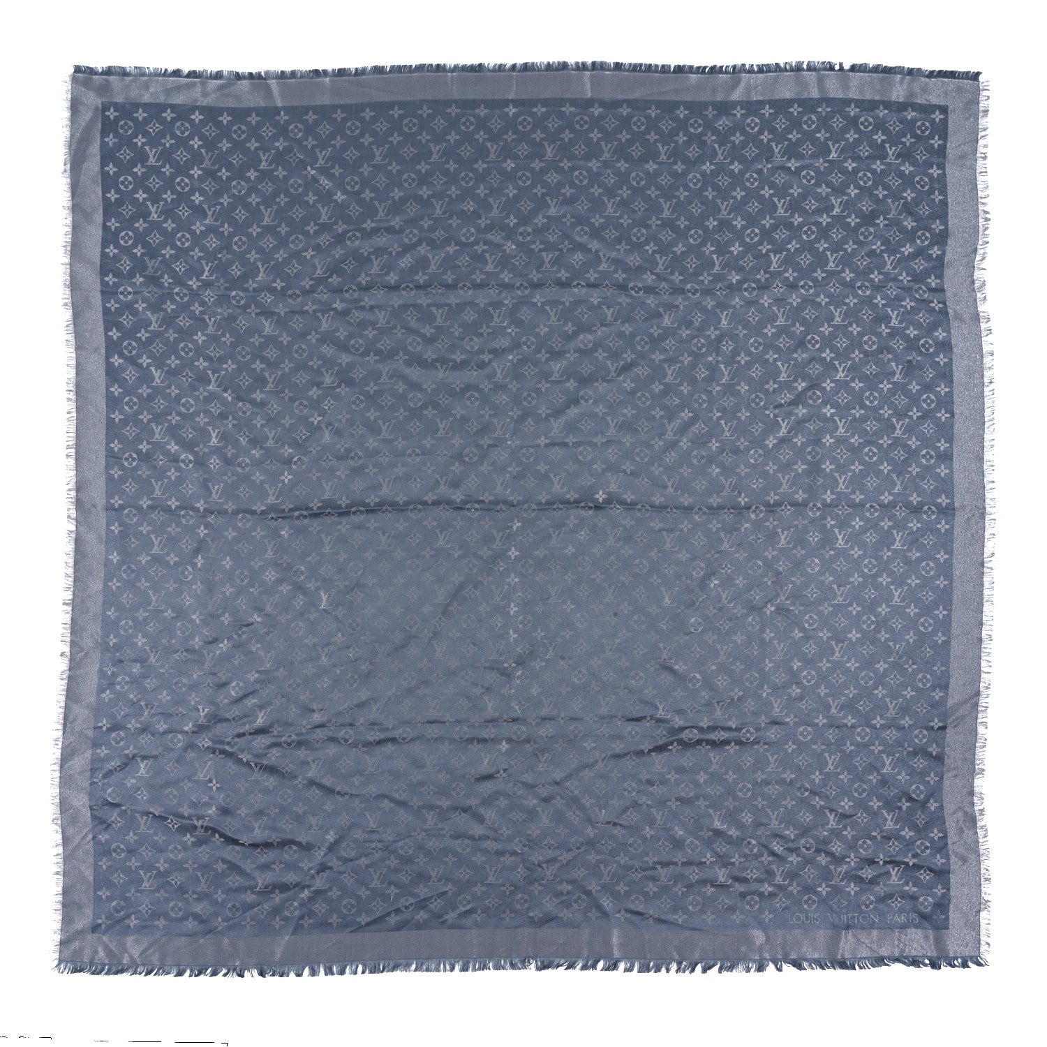 Louis Vuitton Silk Lurex Wool Monogram Shine Shawl Charcoal Grey 1 of 3