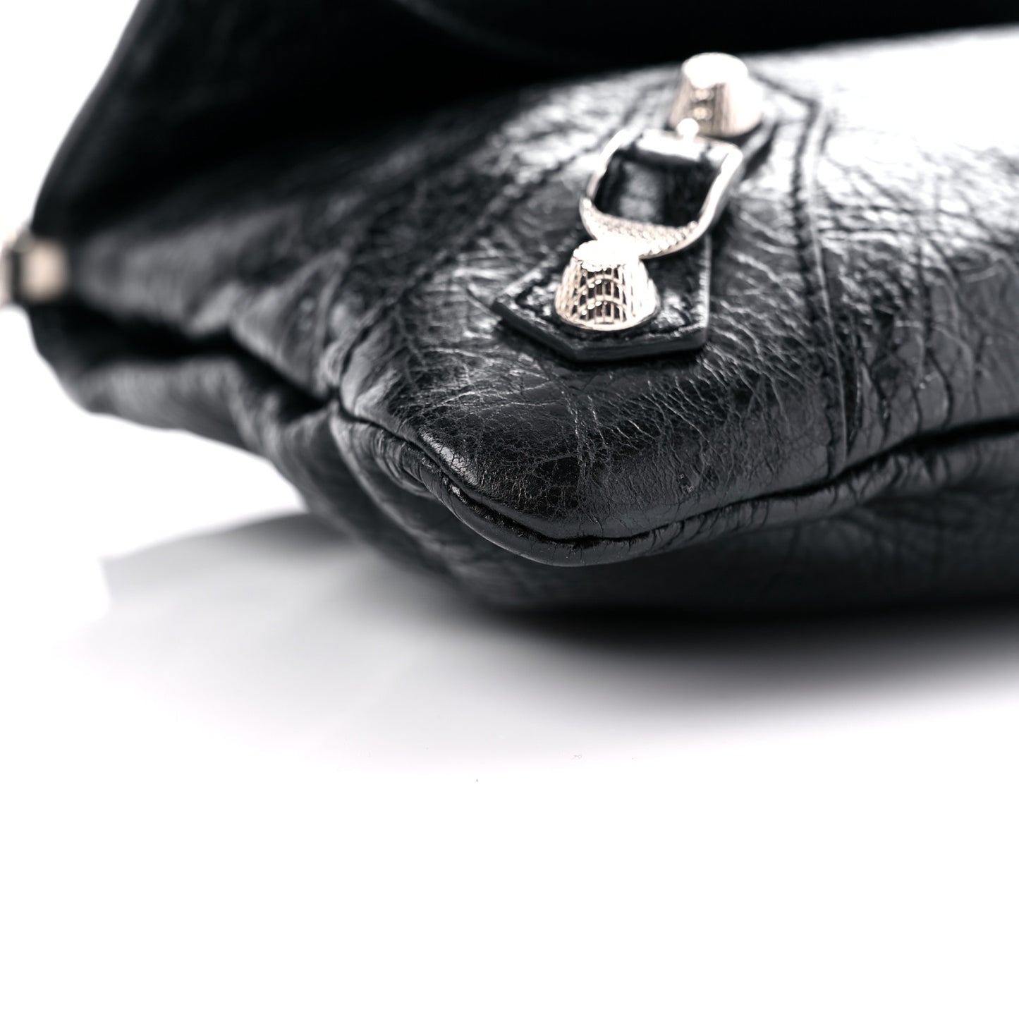 Agneau Giant 12 Silver Hardware Envelope Strap Clutch Black