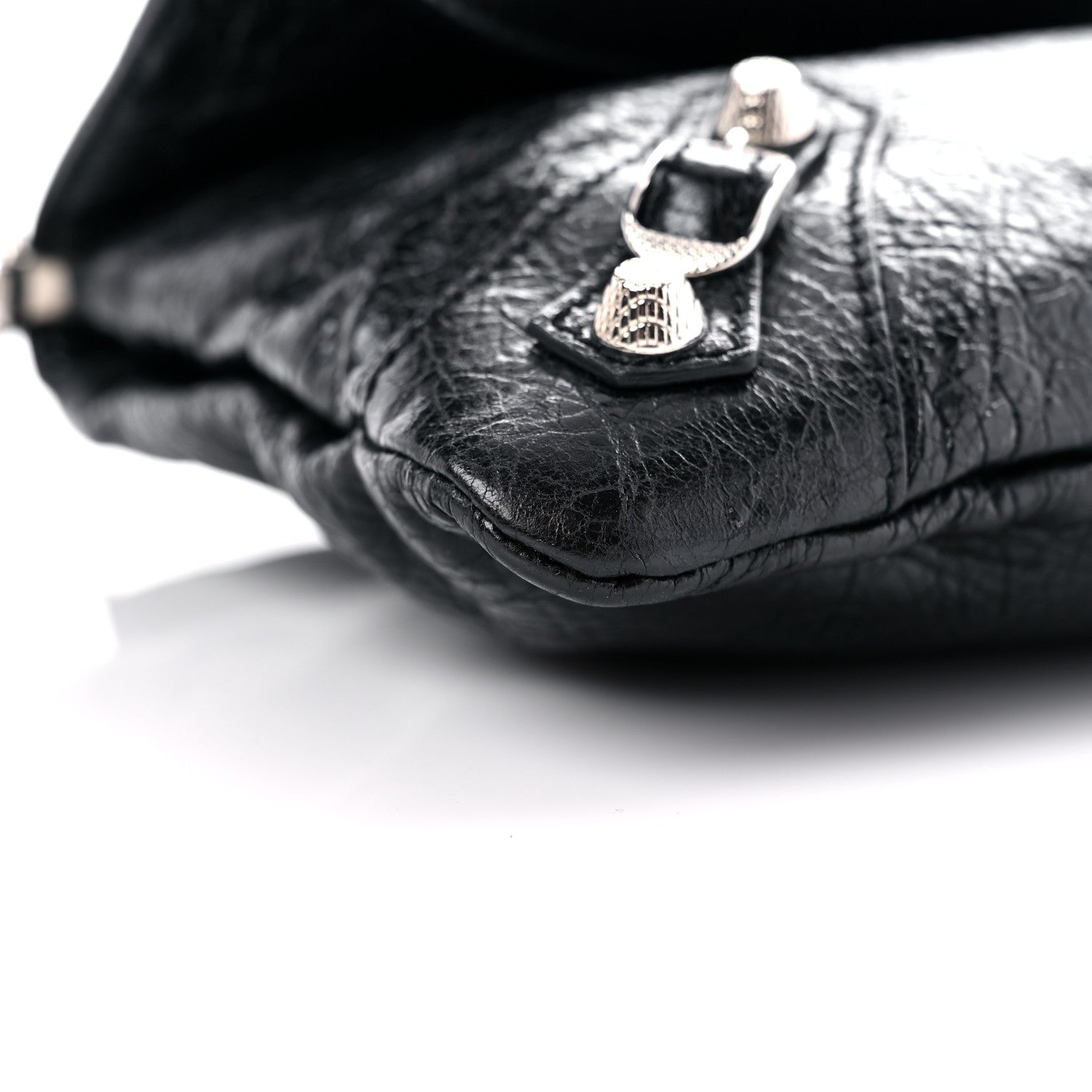 Balenciaga Agneau Giant 12 Silver Hardware Envelope Strap Clutch Black 7 of 11