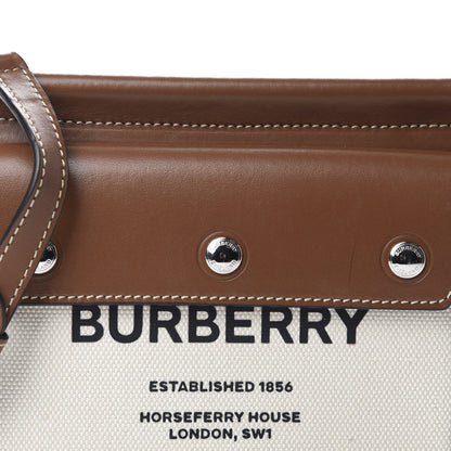 Burberry Smooth Calfskin Canvas Horseferry Print Mini Title Bag with Pocket Natural Malt Brown 10 of 10