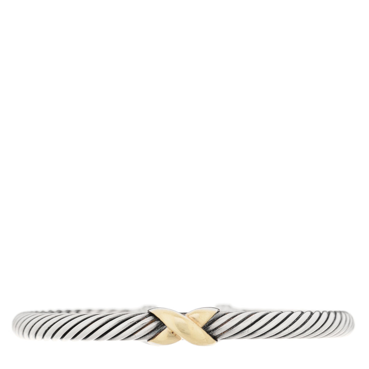 David Yurman Sterling Silver 14K Yellow Gold 4mm X Station Cable Bracelet 2 of 6