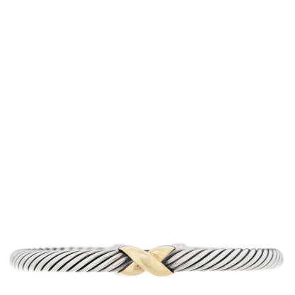 David Yurman Sterling Silver 14K Yellow Gold 4mm X Station Cable Bracelet 2 of 6