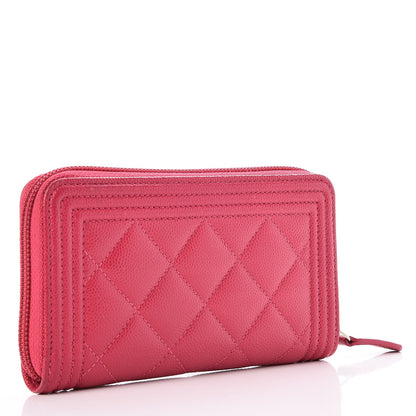 Chanel Caviar Quilted Small Boy Zip Around Wallet Fuchsia 3 of 8