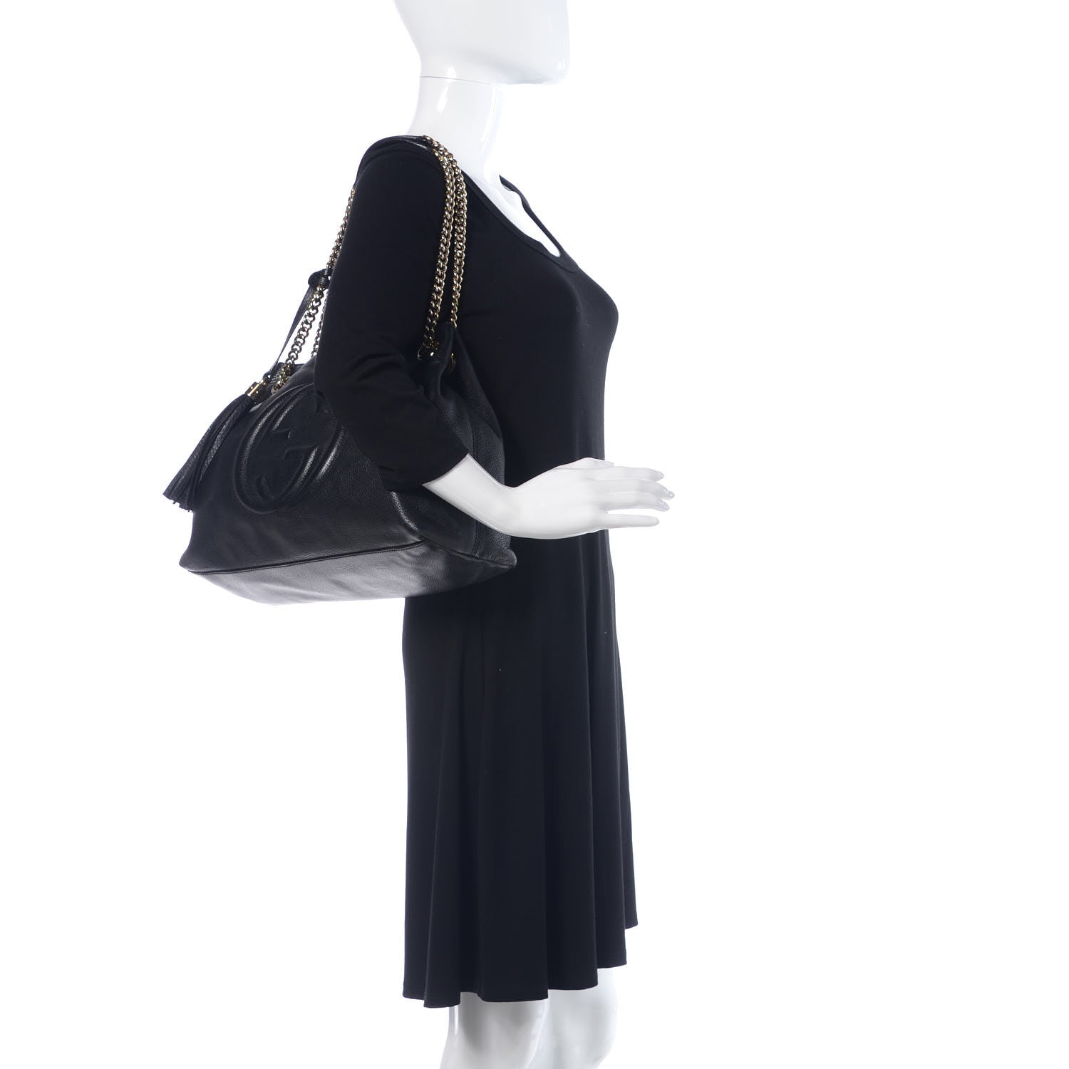 Gucci Pebbled Calfskin Medium Soho Chain Shoulder Bag Black 2 of 16