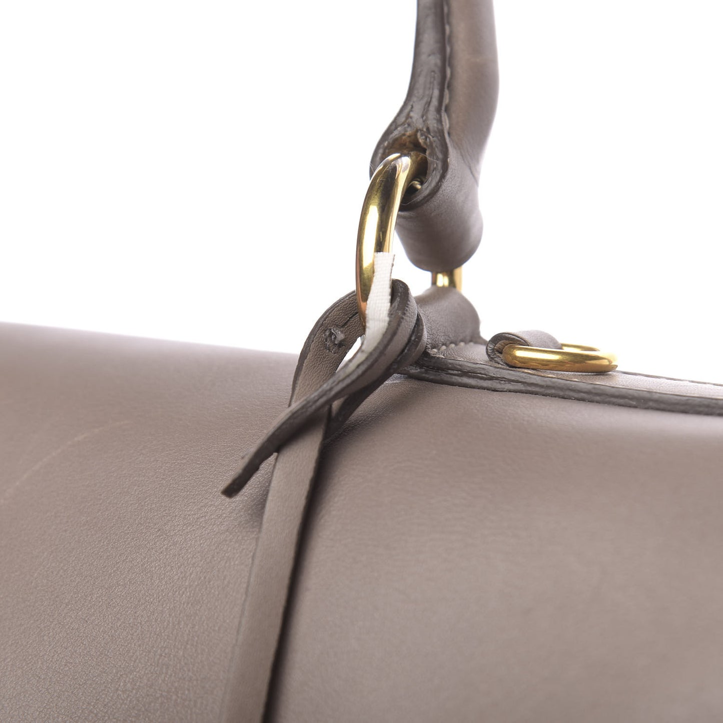 City Calfskin Foldover Pushlock Top Handle Satchel Argilla