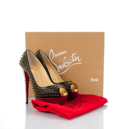Christian Louboutin Kid Watersnake Lady Peep Cabo 150 Pumps 35.5 Black 7 of 7