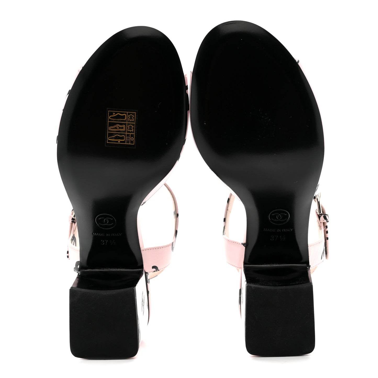 Printed Lambskin Coco Beach Sandals 37.5 Light Pink Black