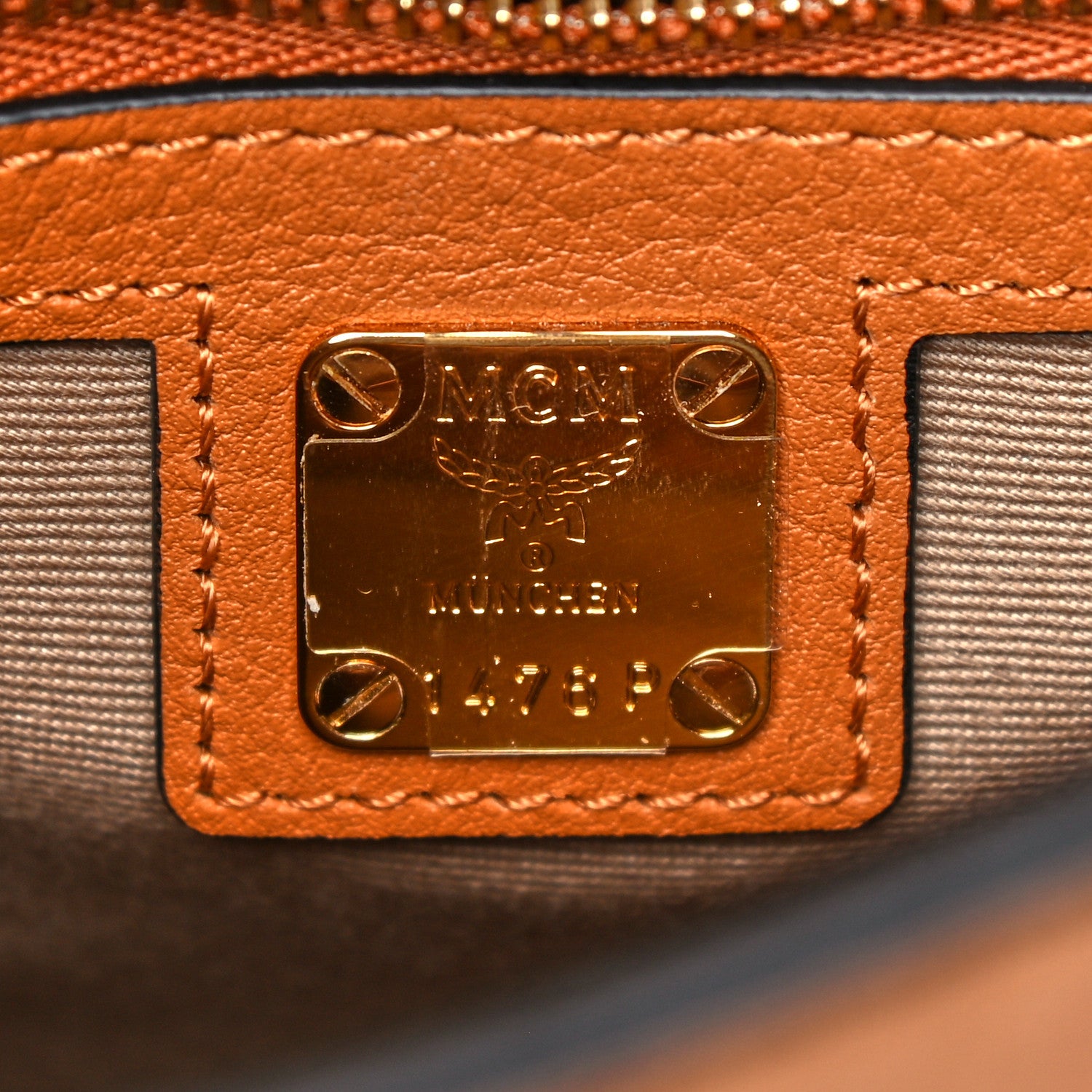 MCM Calfskin Essential Visetos Small Backpack Cognac 11 of 21