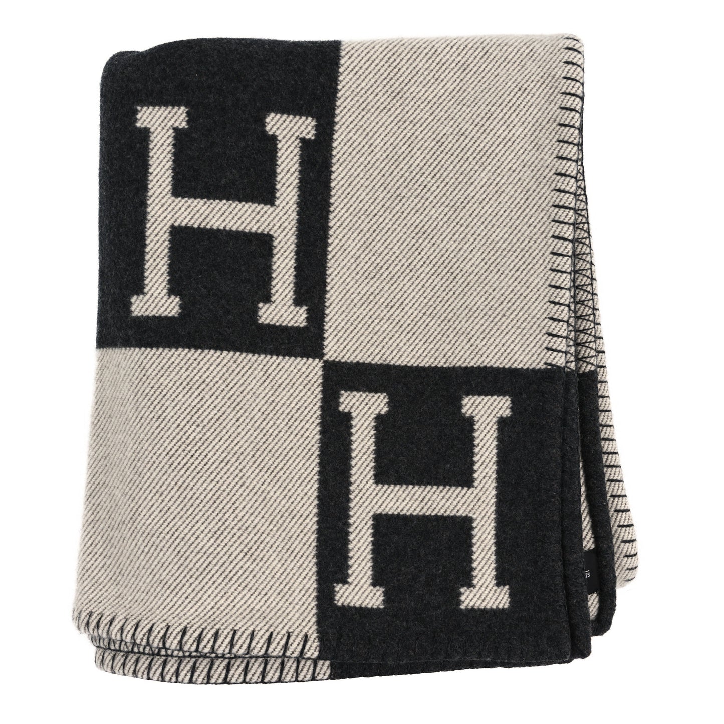 Wool Cashmere Avalon Blanket Ecru Gris Fonce
