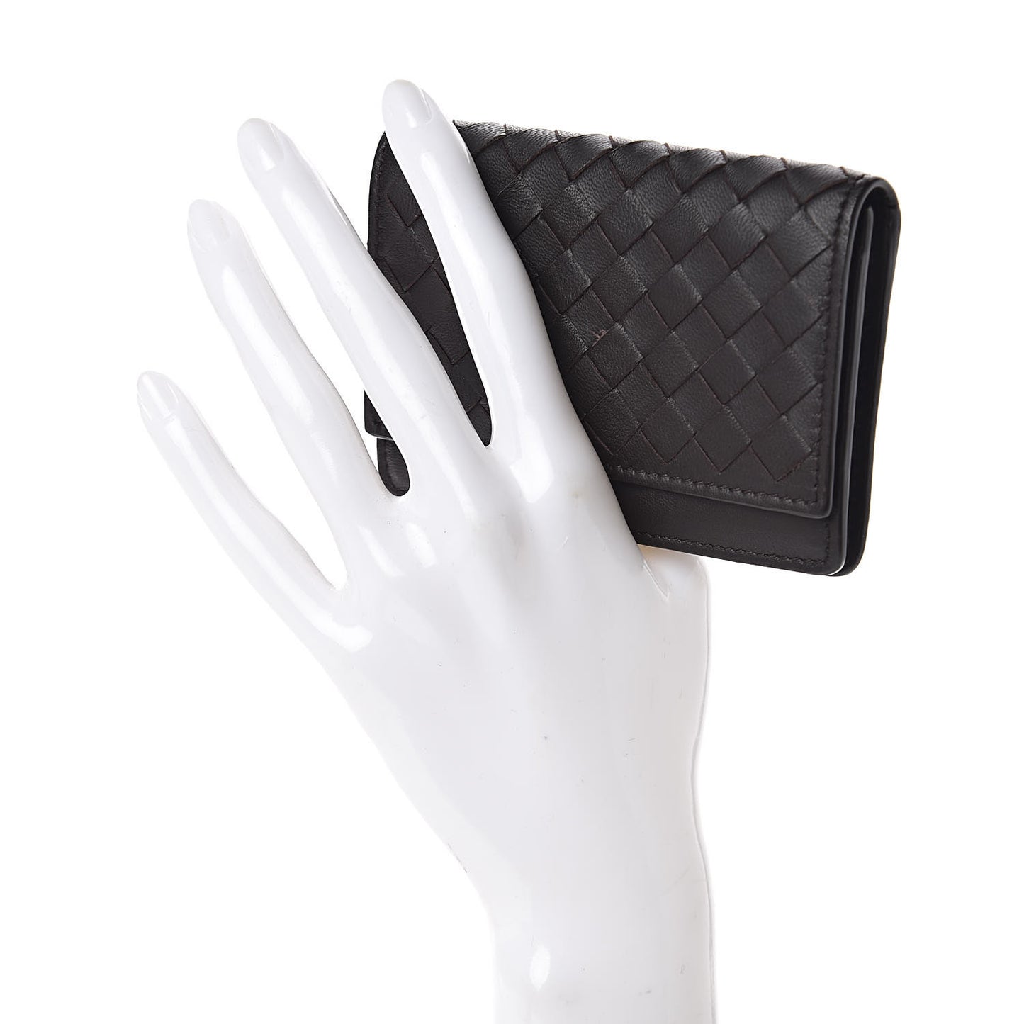 Nappa Intrecciato Card Holder Ebano