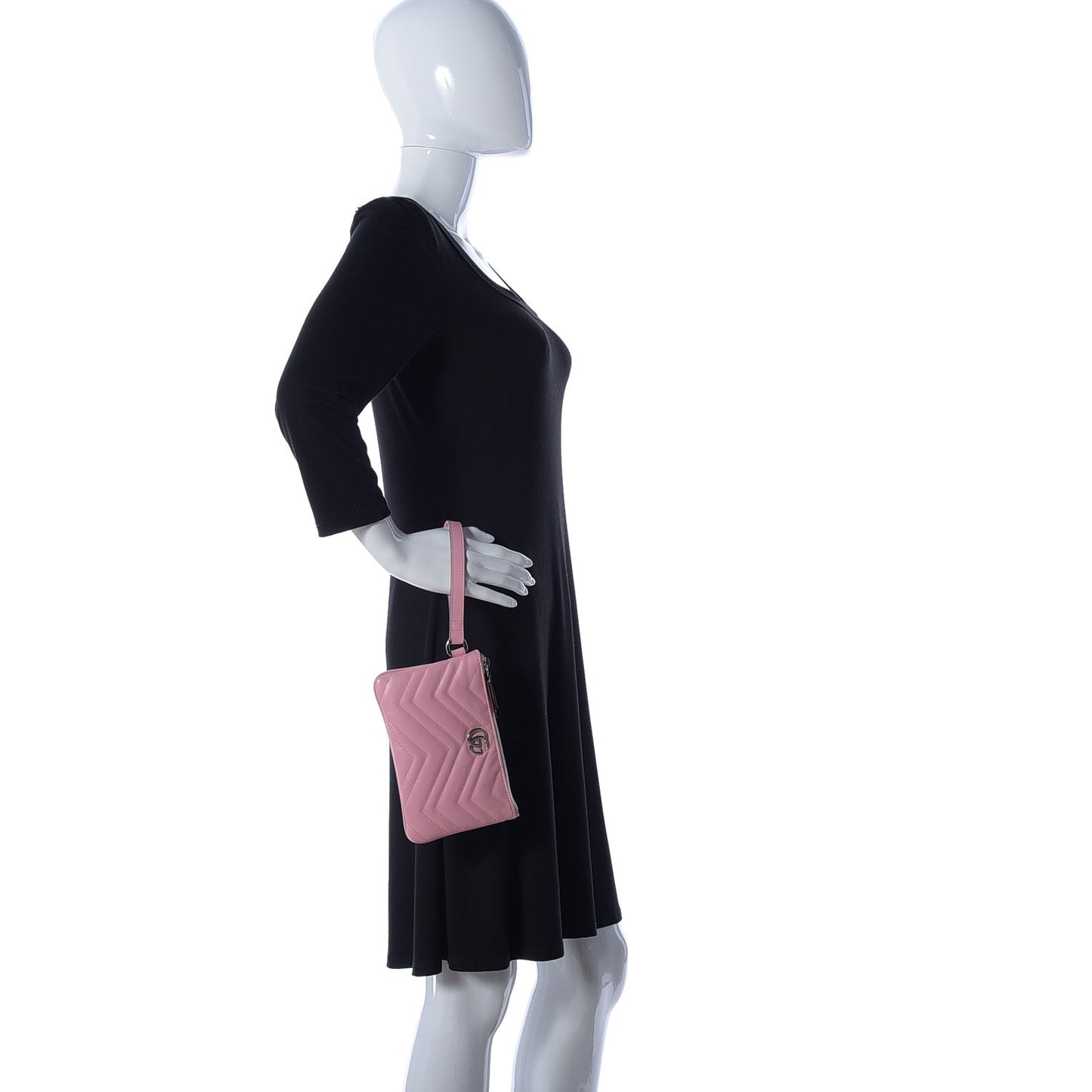 Calfskin Matelasse GG Marmont Wrist Wallet Wild Rose