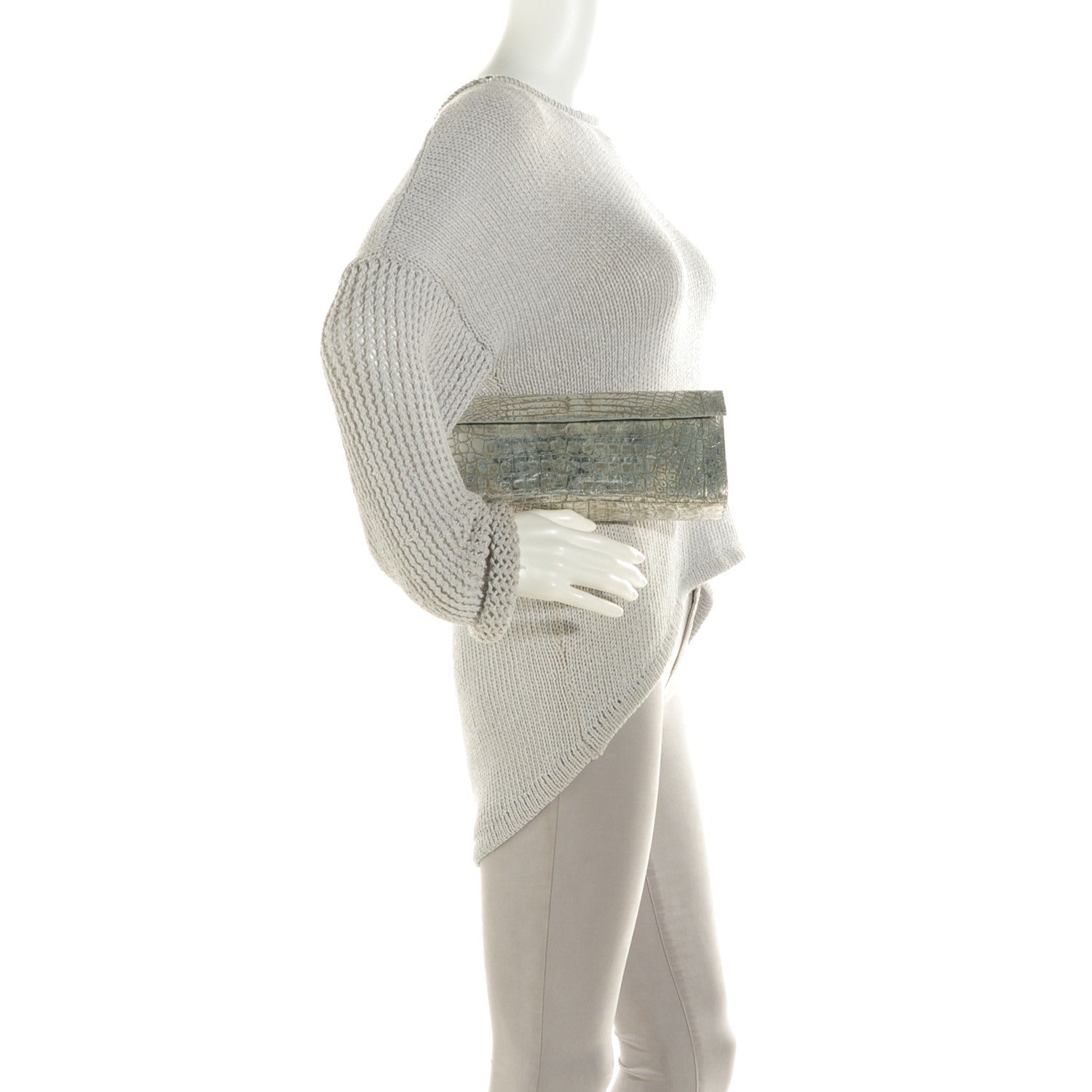 Nancy Gonzalez Metallic Crocodile Foldover Clutch Silver 2 of 7