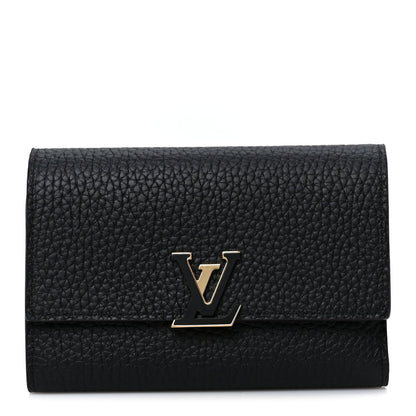 Louis Vuitton Taurillon Capucines Compact Wallet Black 1 of 9