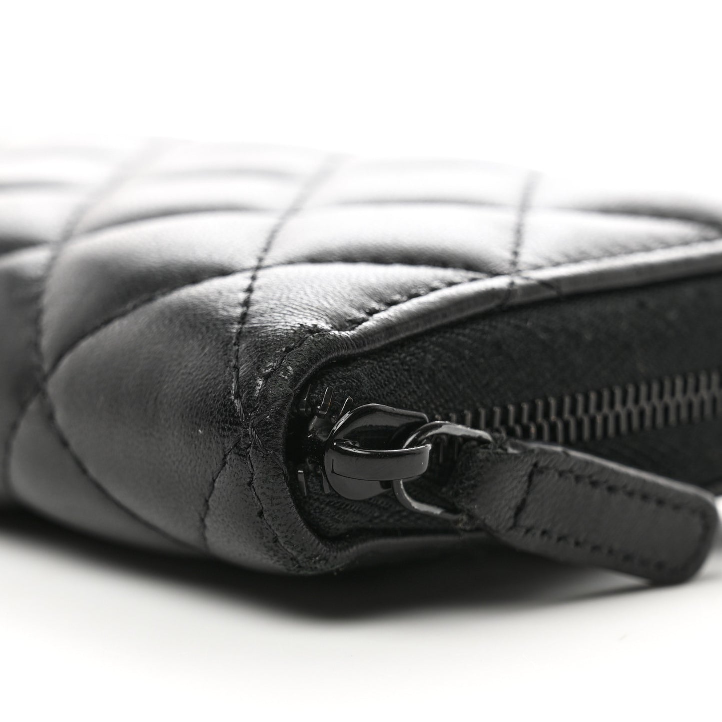 Lambskin Quilted Large Gusset Zip Around Wallet So Black