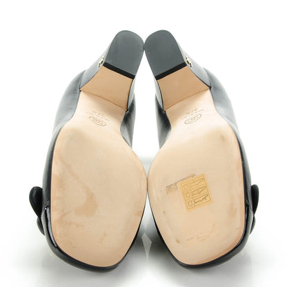 Chanel Lambskin Patent Calfskin Pearl Camellia Cap Toe Pumps 37.5 Black 6 of 8