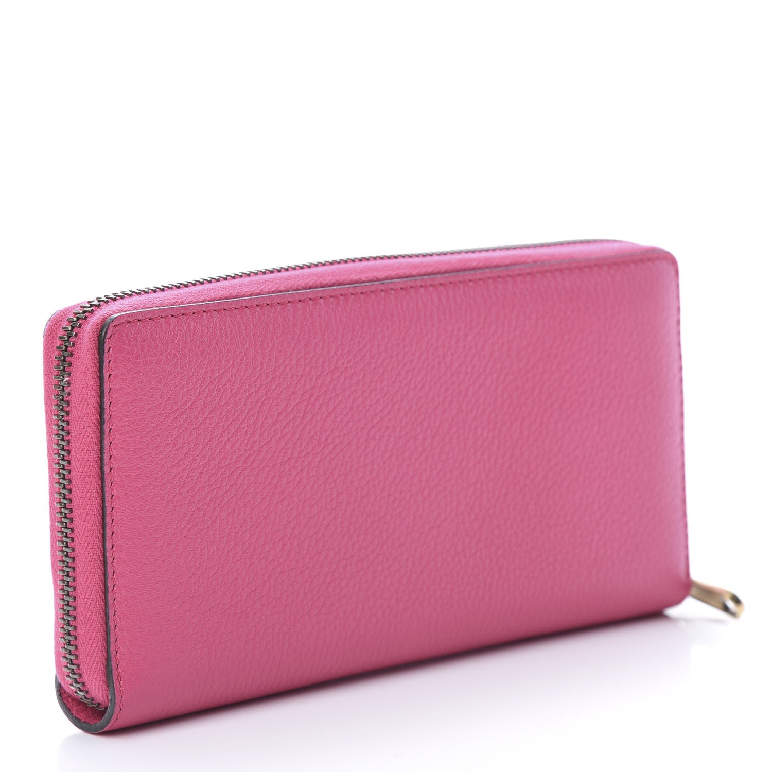 Gucci Grained Calfskin Logo Zip Around Wallet Box Pink Green 3 of 8