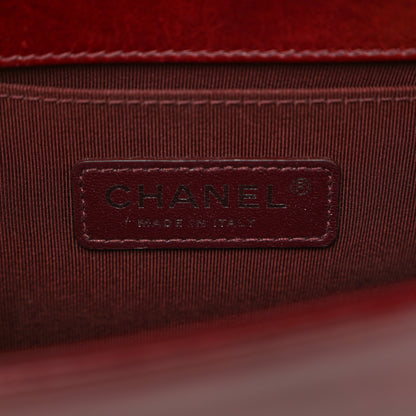 Chanel Glazed Calfskin Quilted Small Boy Chained Flap Burgundy 6 of 10