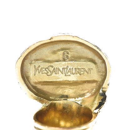 Saint Laurent Glass Cabochon Arty Ovale Ring 6 Blue Gold 4 of 4