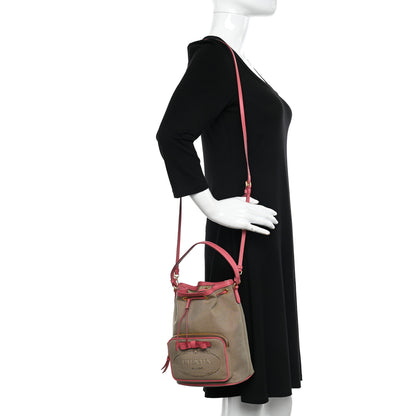 Prada Jacquard Logo Mini Bucket Crossbody Bag Corda Peonia 2 of 13